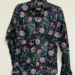 EXPRESS Floral Long Sleeve Button-Up Dress Shirt
